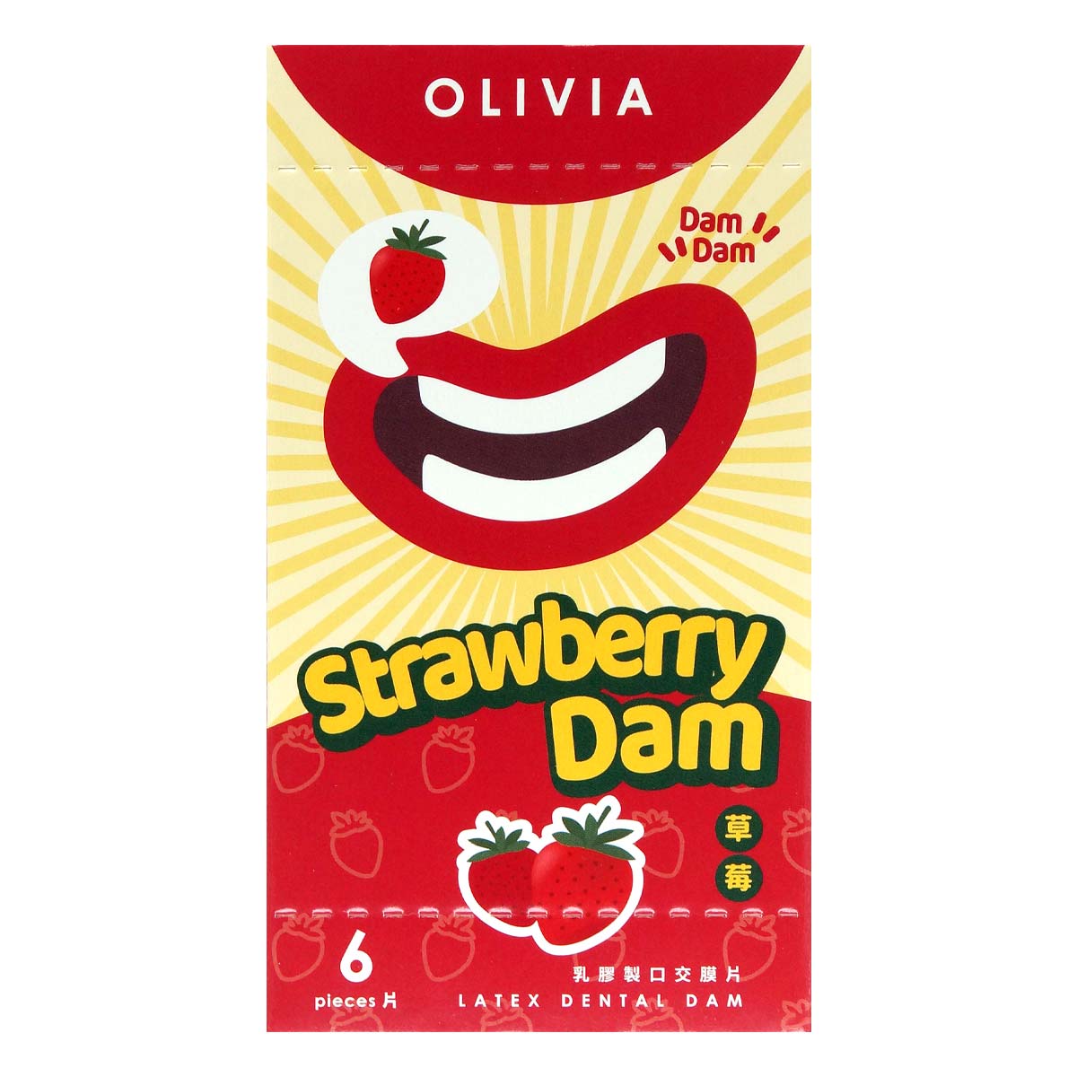 Olivia Strawberry Scent 6's Pack Latex Dental Dam-p_2